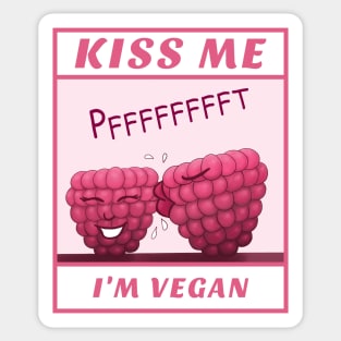 Kiss Me I’m Vegan – cute cartoon raspberries Sticker